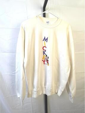 Vintage Velva Sheen Mickey Mouse Sweatshirt White Embroidery Primary Disney L